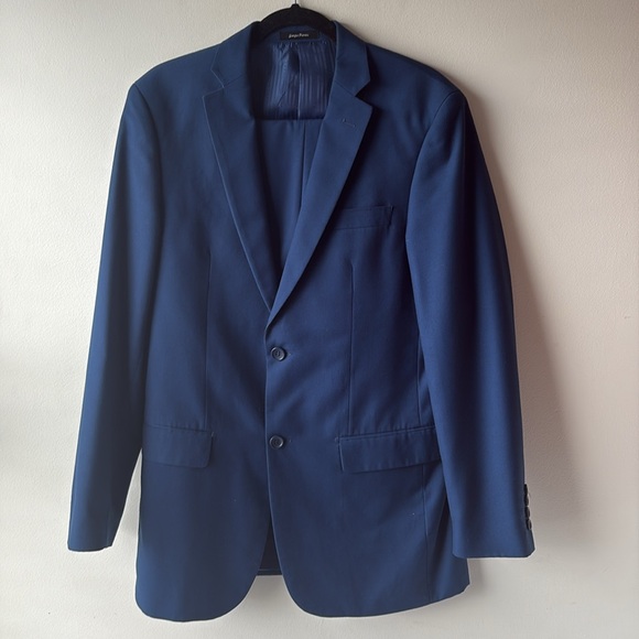 GIORGIO FIORELLI Two Button Suit Jacket Pants 38 Long Tall 32 French Blue - Picture 3 of 15
